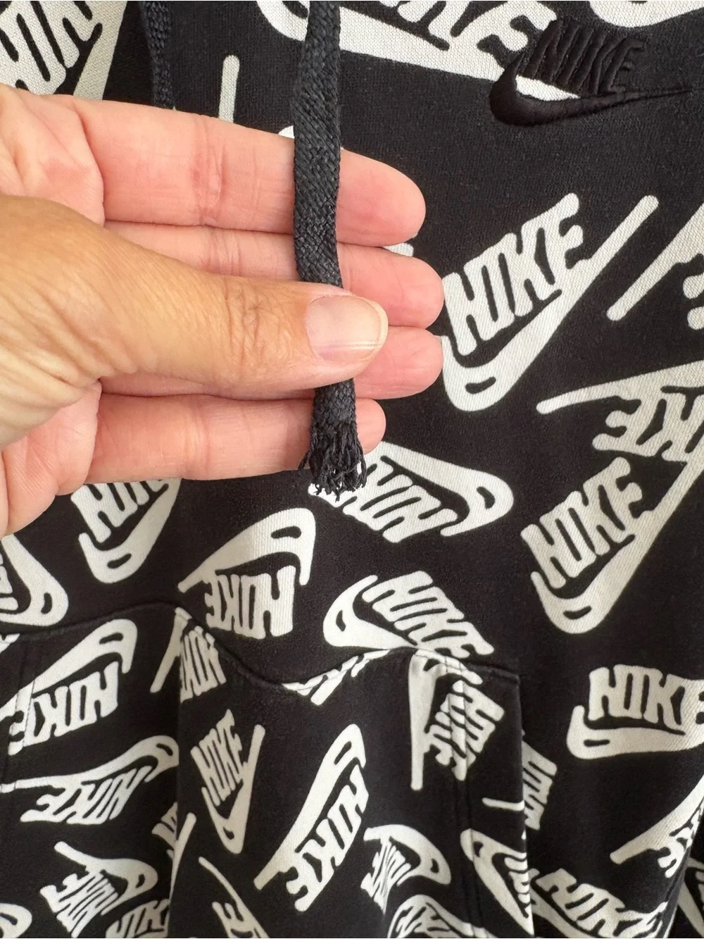 Nike Black & White Logo All-Over Print Hoodie